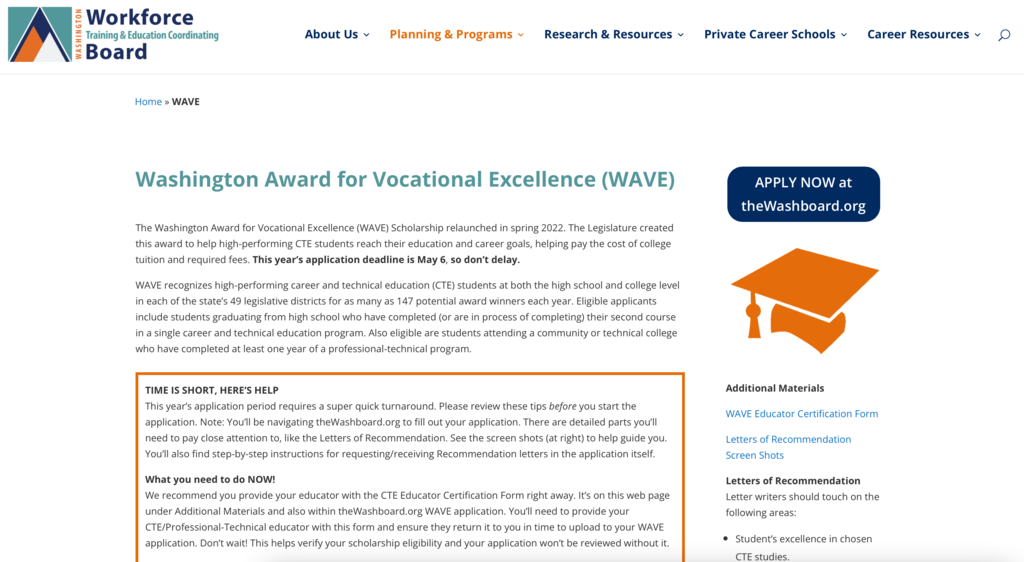 WAVE Scholarship