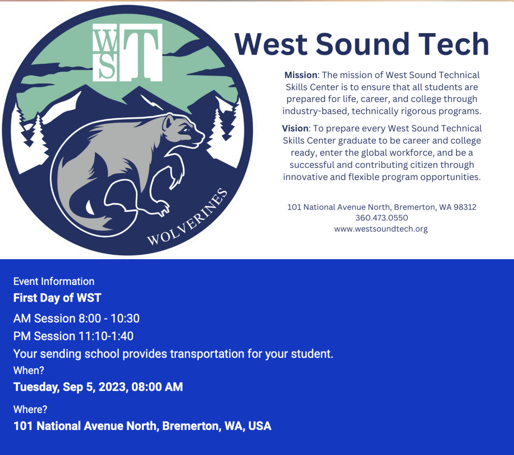 WST Start times - 8:00 for am session, 11:10 for pm session