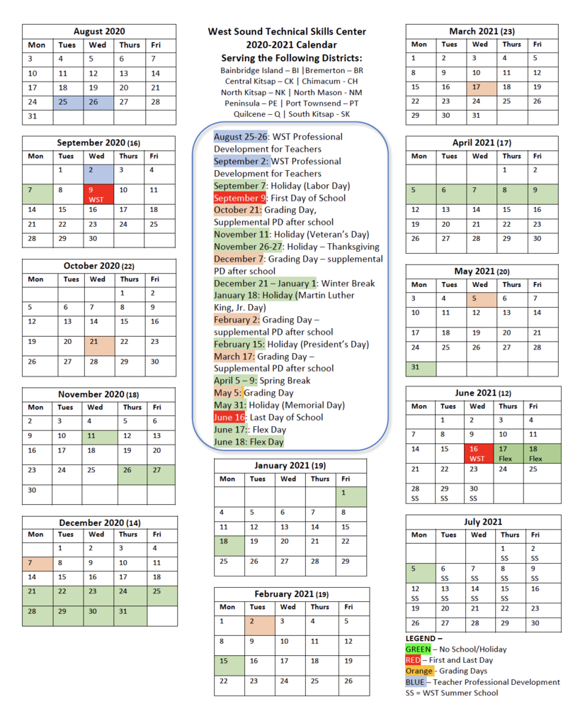 WST Updated Calendar
